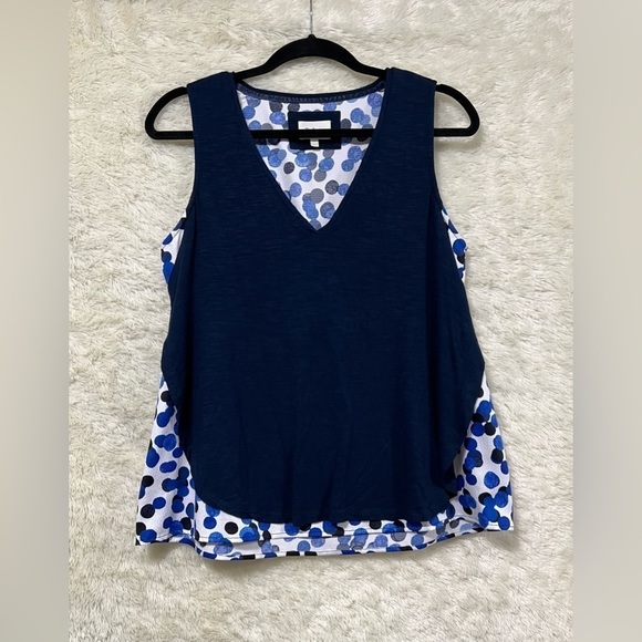 Anthropologie Deletta Weekdays Polka Dot Layered Tank Top Sleeveless V-neck - Picture 2 of 10